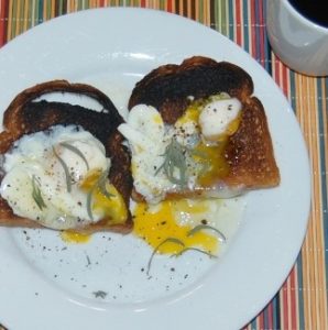 burned eggs and toast